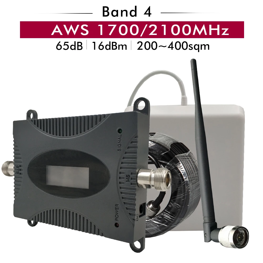 

3G 4G AWS 1700/2100 Mobile Signal Booster 4G LTE Band 4 AWS 1700 2100 Cell Phone Signal Repeater Cellular Amplifier Antenna Set