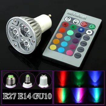 

E27 GU10 E14 RGB Led Bulb Lamp AC110V 220V 230V LED Spot light Party Decoration RGB Lighting IR Remote Control 16 Color