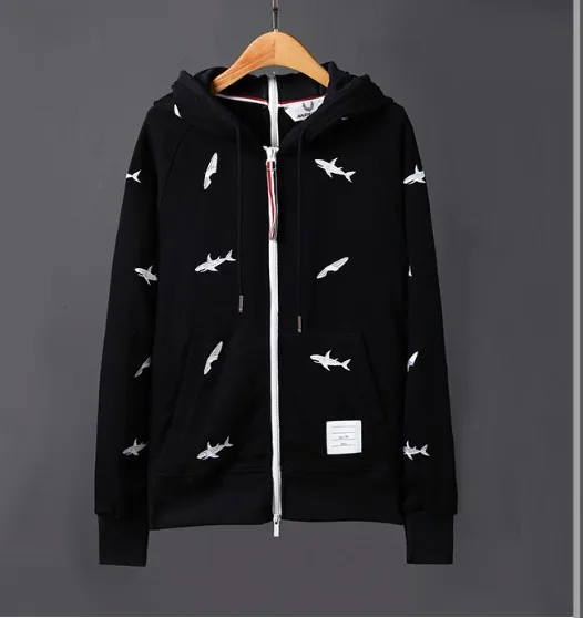 

New High 19ss Men Luxury embroidery Shark Hoodies Hoody hooded Sweatshirts velvet Cotton Drake Thick Fleece Street Hip hop #H01