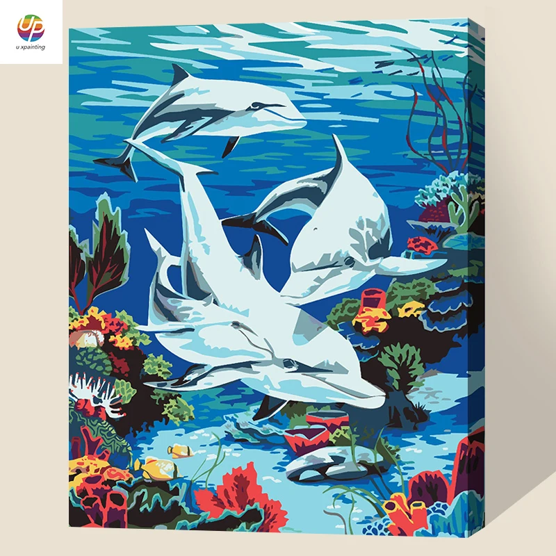 

Sea World Fishes DIY Painting By Numbers Acrylic Paint By Numbers HandPainted Oil Painting On Canvas For Home Deal Free Ship