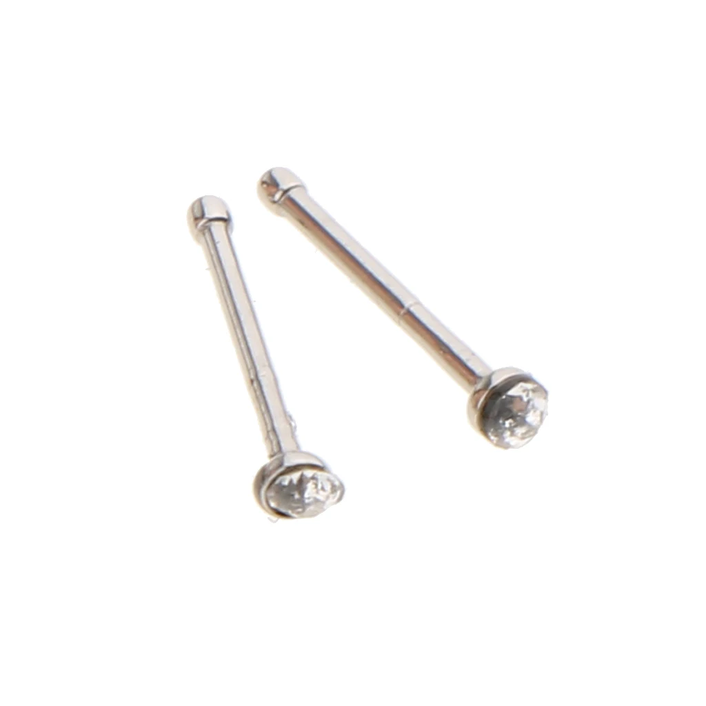 60 Pieces Stainless Steel Clear 1.5mm 1.8mm 2.5mm Rhinestone Nose Studs Pins Ear Studs Piercing Jewelry 