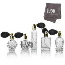 H& D 5 шт винтажные Многоразовые прозрачные Бутылочки для духов, пустые стеклянные бутылки с распылителем, освежитель воздуха, шарик-атомайзер, косметические контейнеры