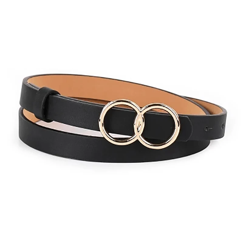 

TOYOOSKY Designer Womens Belt Gold Buckle THIN Waist Belts For Women's Jeans Skinny PU Leather Strap High Quality Cinturon Mujer