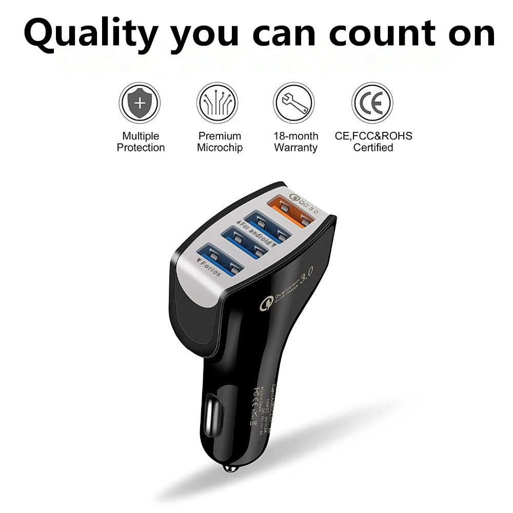 Faichoy QC3.0 سريعة شاحن USB 4 ميناء USB سريع سيارة شاحن التكيف لسامسونج فون هواوي اللوحي الروبوت الأجهزة سيارة المسجل