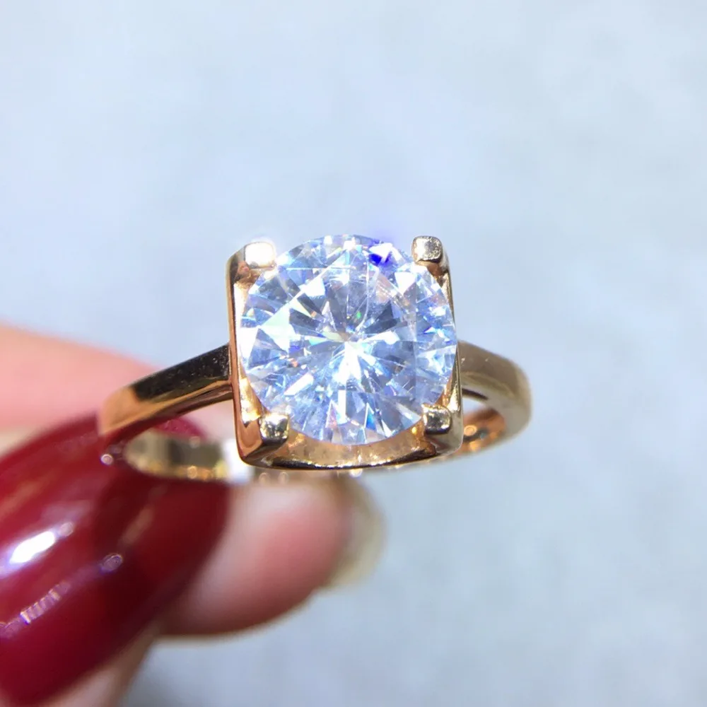 

Fine Jewelry Real 18K Gold AU750 G18K 2ct Moissanite Diamond Ring Gemstone Rings for Women