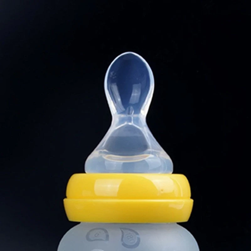 Infant Baby Silicone Feeding Bottle Nipple Spoon Rice Paste Spoon Food Feeder