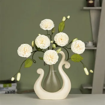 

Modern Europe Simple Ceramic Flower Vase Ornament Dried Carnation Flower Living Room Home Furnishing Decoration Y-4/309