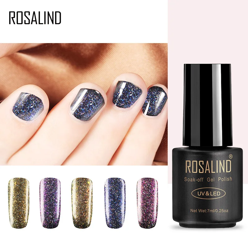 ROSALIND гель 1 S 7 мл Гель лак для ногтей Magic Starry Sky UV 6 цветов Блестящий Vernis