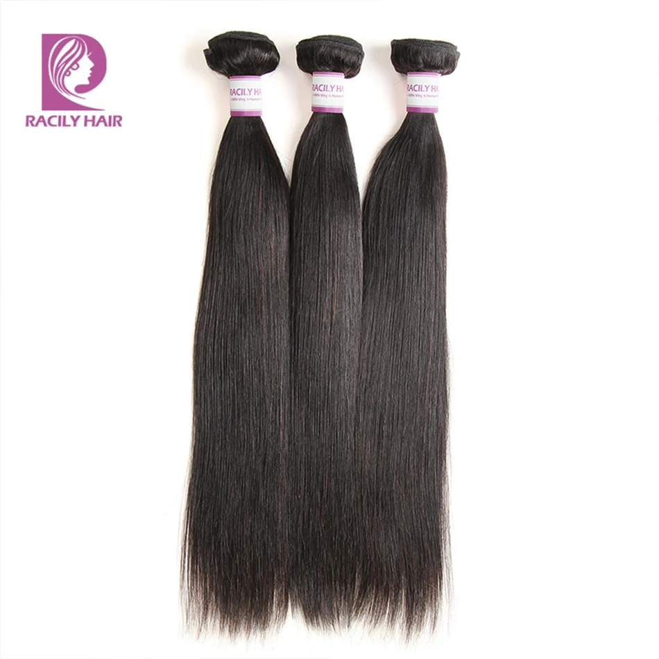 Racily Hair Brazilian Straight Hair Weave Bundles 100% Human Hair Bundles 8-28 Inches Natural Color Remy Hair Weave 1/3/4 Pieces