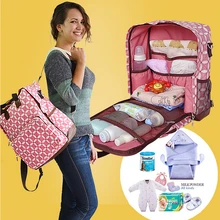 Heißer Verkauf Mutterschaft Dame Rosa Tasche, Große Kapazität Windel Rucksack für Kinderwagen, Multifunktions Baby Reisetaschen Druck farbe