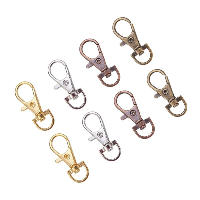 

100pcs Mixed Alloy Swivel Lobster Claw Clasps Swivel Snap Hooks Clasp Jewelry Making Supplies Keychain DIY Accessories 37x15x4mm