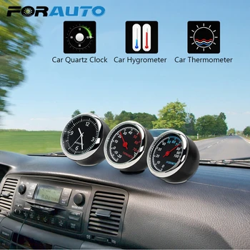 

FORAUTO Car Digital Clock Hygrometer Thermometer Car-Styling Decoration Ornament Mini Automobile Anti-Scratch Quartz Auto Watch