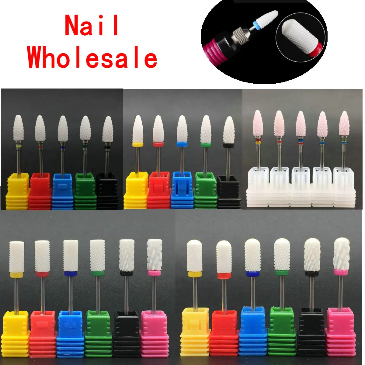 

10pcs/set Wholesale Nail Ceramic Mill Manicure Machine Set Cutter For Pedicure Electric Nail Files Nail Drill Bit Nail Tools