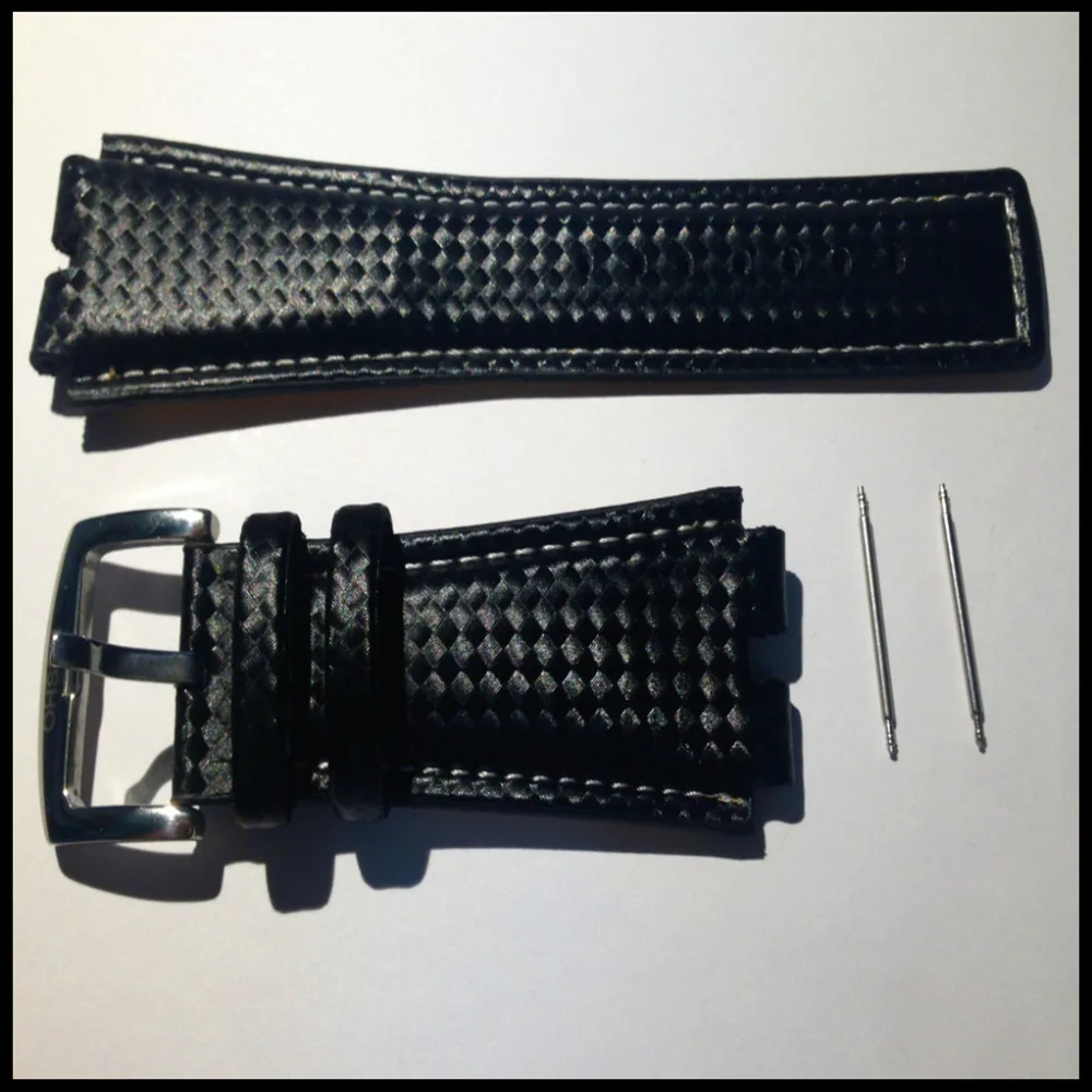 OHSEN New Product watches Bracelet Black Watchbands Leather Strap Watch Band AD0930 Stainless Steel Clasp Watch Accessories  (12)