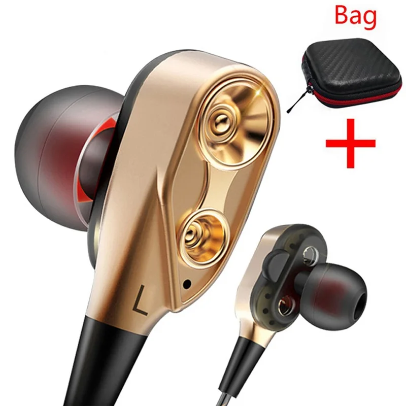 

Dual Drivers Earphone Super Bass Sport Headphones Earbuds with Mic Stereo Music Headset for Phone iPhone Xiaomi Samsung