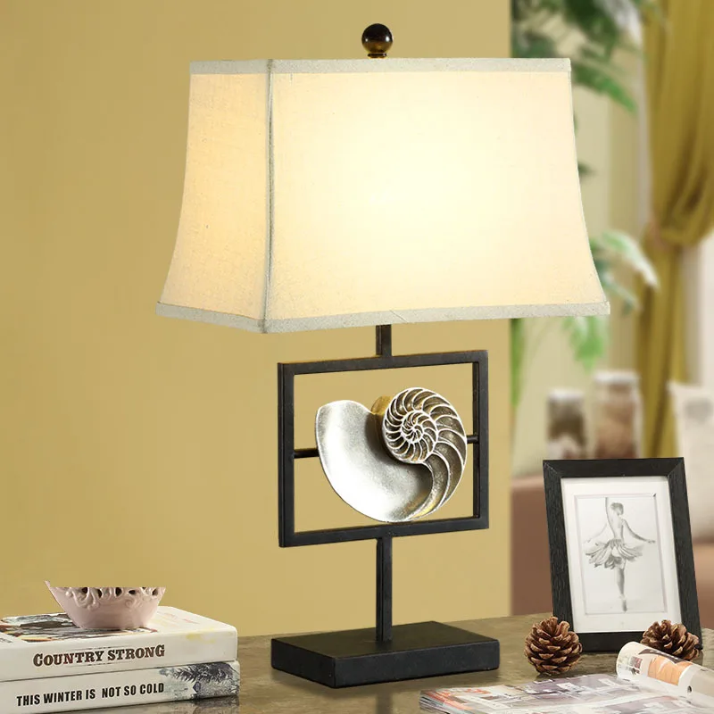 

TUDA Iron Table Lamp for Bedroom The Head of A Bed Contemporary and Contracted Style Originality Shell Lamp