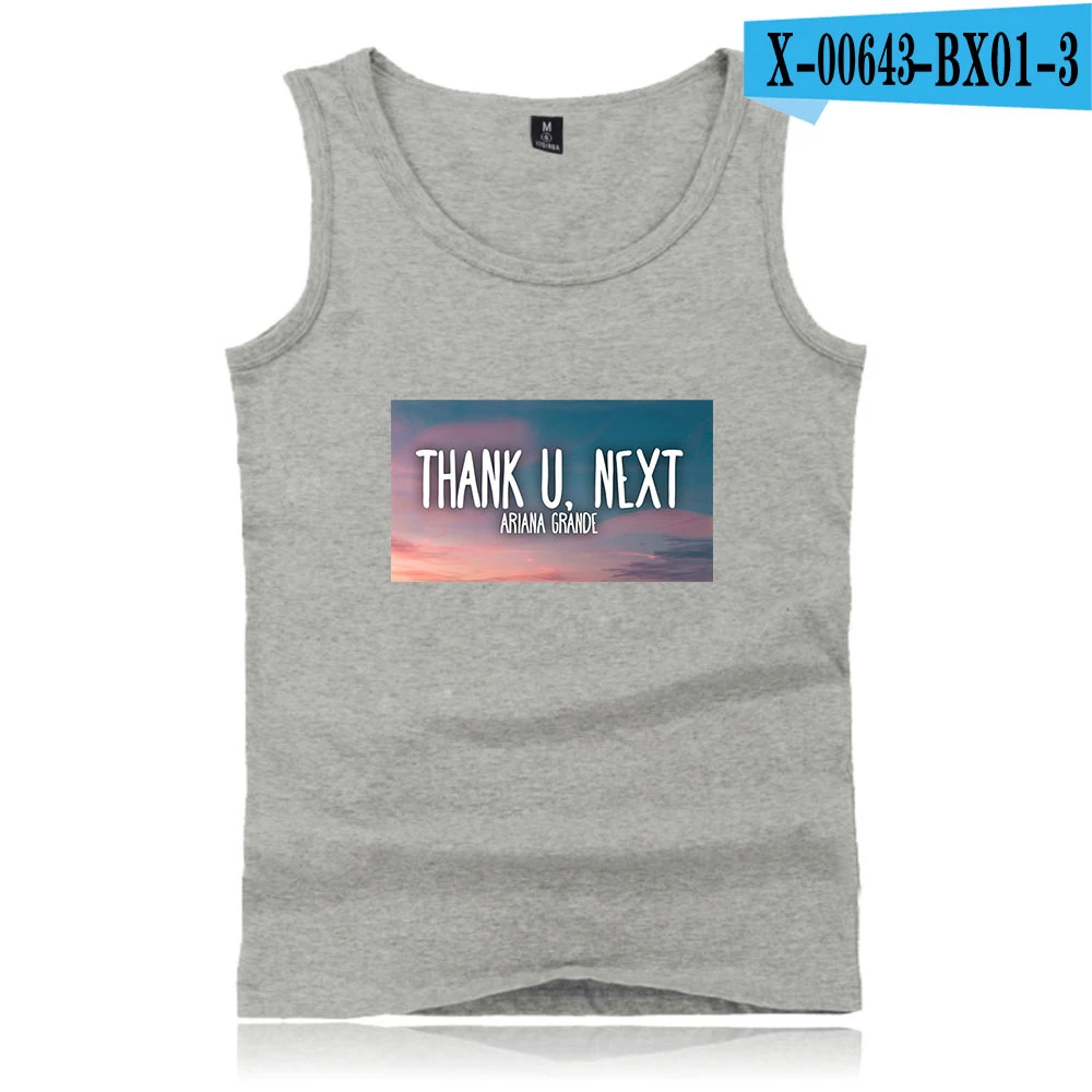 Gray Ariana grande thank you next Новые Топы на бретелях, популярные крутые повседневные Модные топы без рукавов для мужчин/женщин, одежда больших размеров - Цвет: Gray