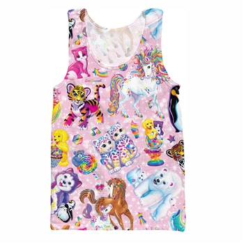 YX GIRL 2018 summer new style Cool vest Fashion Mens 3d Vest Cute animal Lisa Frank Print Unisex Casual Tank tops color as the picture