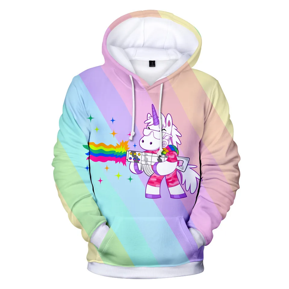 Радуга Единорог 3D толстовки для женщин Harajuku Kawaii на осень/детская зимняя