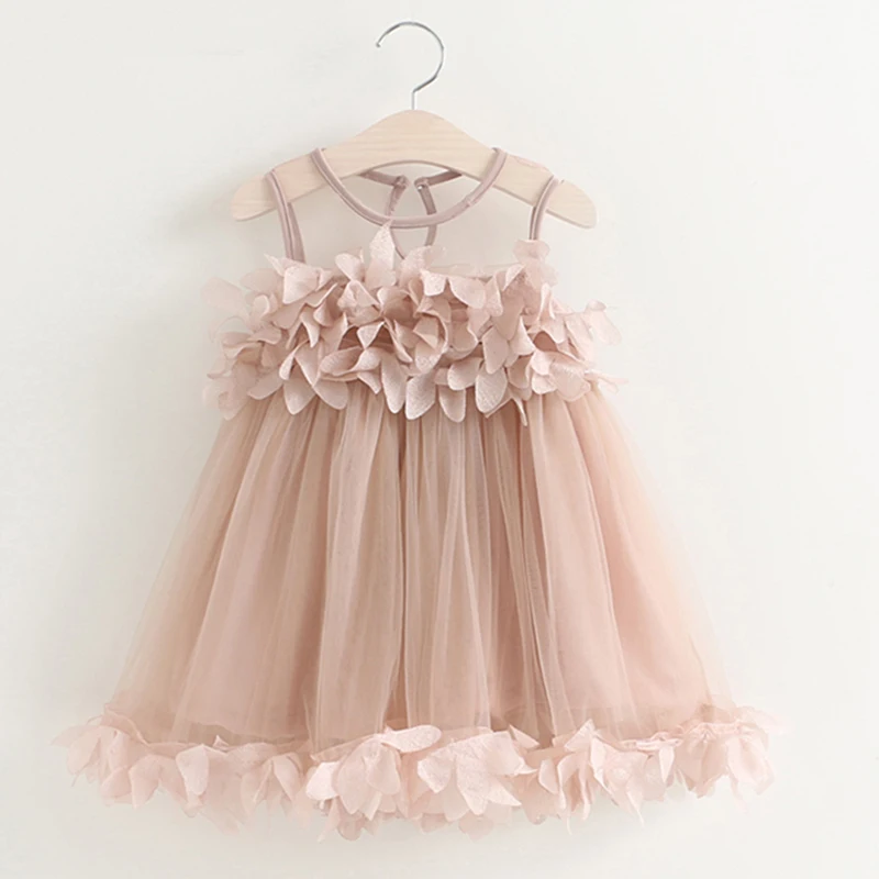 Платье для девочек; Новинка года; летняя сетчатая Одежда для девочек; розовое платье принцессы с аппликацией; Детская летняя одежда; платье для маленьких девочек