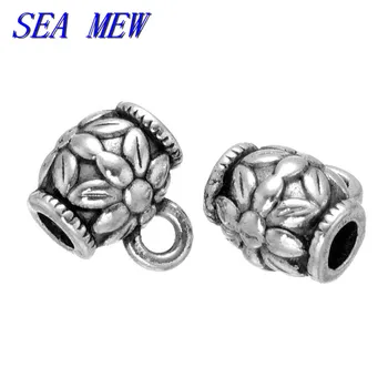 

SEA MEW 100 PCS 10*8MM Antique Bronze/ Silver Color Alloy Necklace Connector Bail Beads Pendant Connector For Jewelry Making