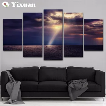 

Canvas Wall Art Pictures Living Room Decor HD Prints Poster 5 Pieces A boat Landscape Painting Framework