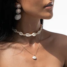 Модные богемные женские ожерелья в виде ракушки чокер натуральная морская раковина Веревка Цепи Воротник ювелирные изделия Лето Пляж для девочки Лучший подарок ручной работы