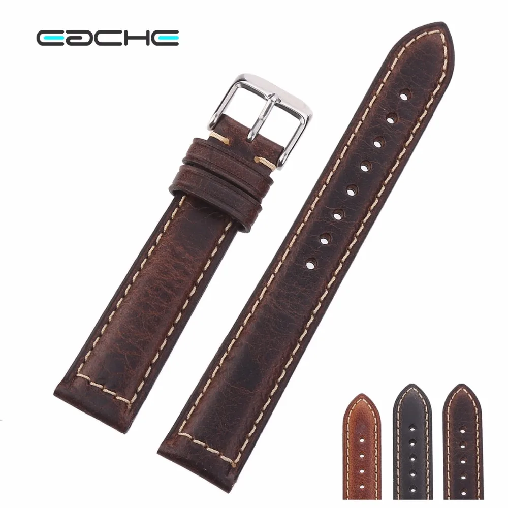 High Quality Oil Wax Genuine Leather Watchband Watch Straps 18mm 20mm