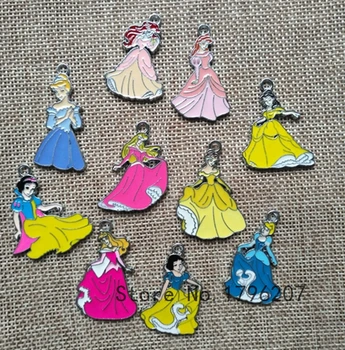 

10 Pcs Princess Cartoon Charm Necklace/Bracelet/Earrings Pendants DIY Jewelry Making Accessories T-176
