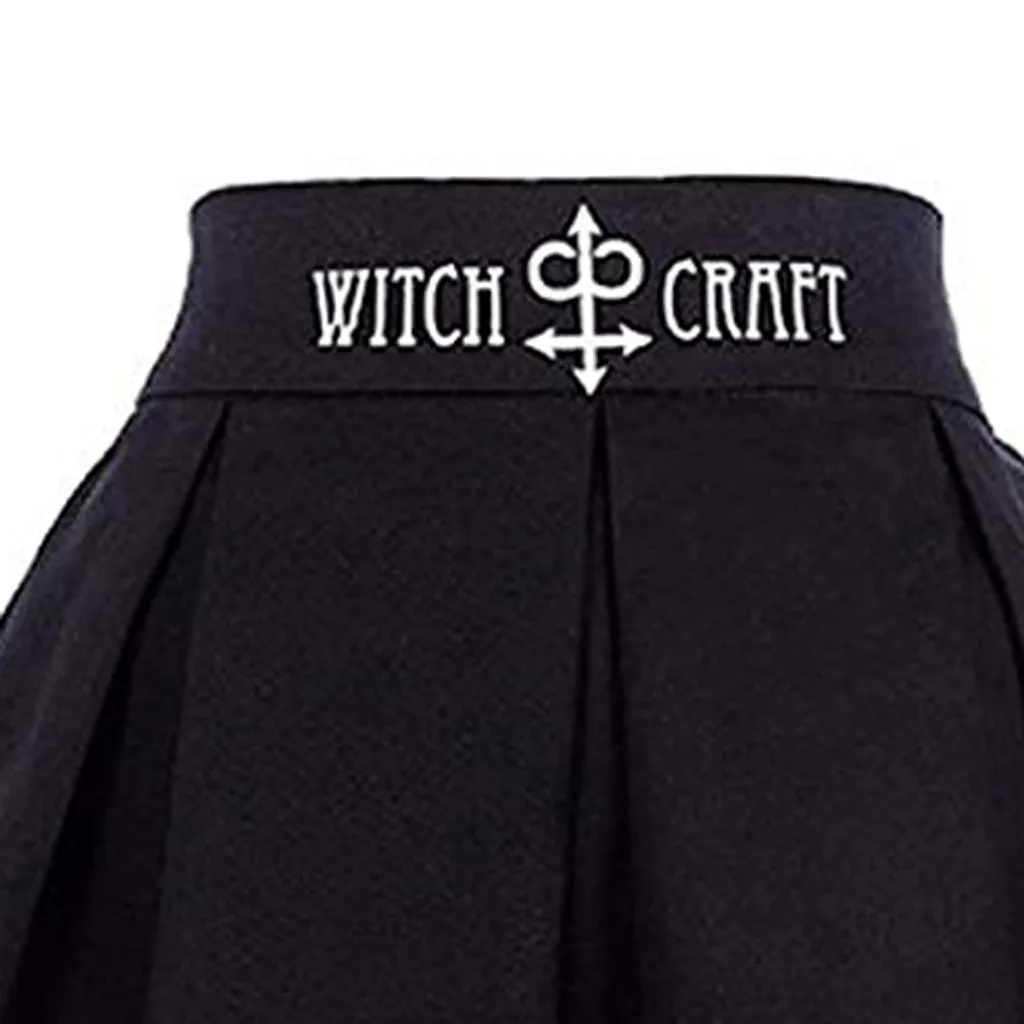 Jaycosin Skirt Ladies Black Moon Print Punk Gothic Pleated Skirt Pencil Short Mini Skirt Ladies Simple Solid Daily Skirt June 14