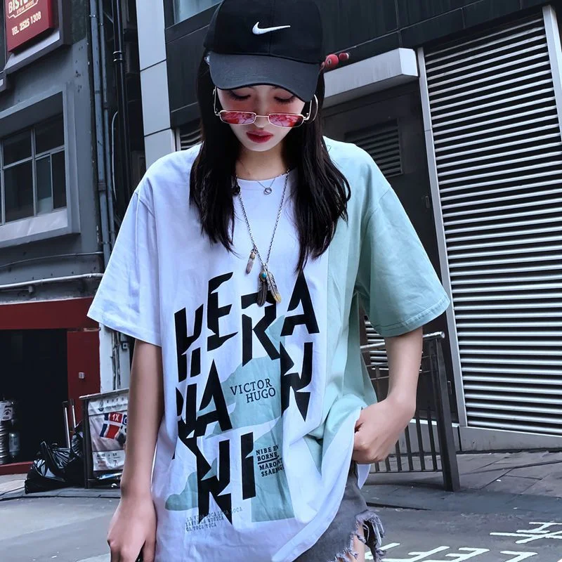 Camisetas largas de para mujer streetwear palabra tee ropa femenina 2019 verano estilo coreano top cool girl Camiseta|Camisetas| AliExpress