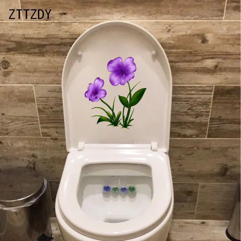 ZTTZDY 17 9*21 см фиолетовый цветок растение наклейка для сиденья унитаза Детская