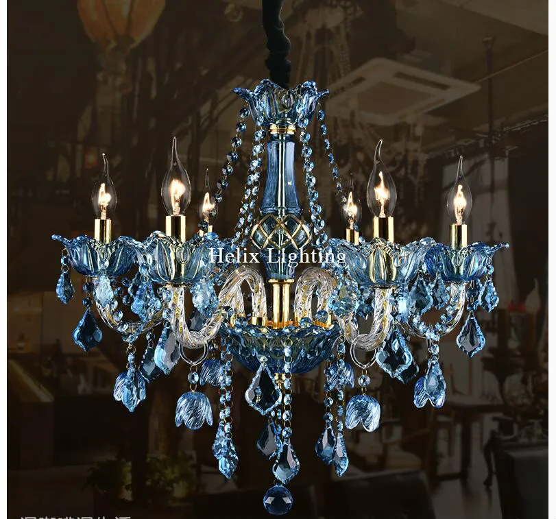 Free Shipping E14 European Blue Crystal Chandelier Lighting Tiffany