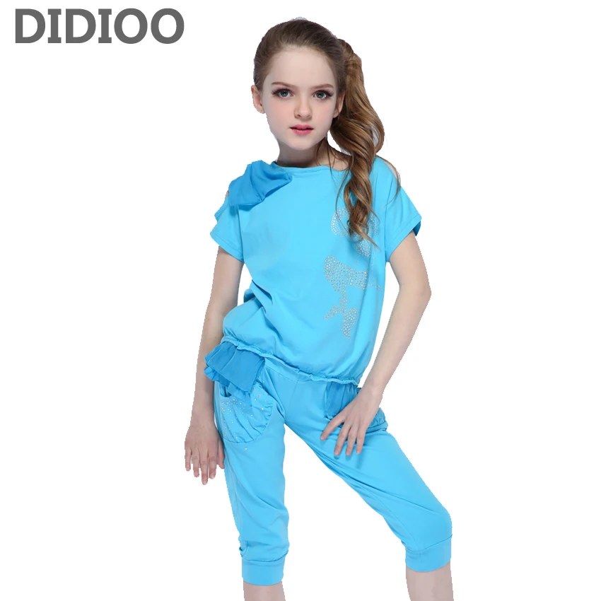 

Kids Clothing Sets For Girls Sports Suits Chiffon T-Shirts & Shorts Summer Children Outfits 4 6 8 9 10 Years School Clothes