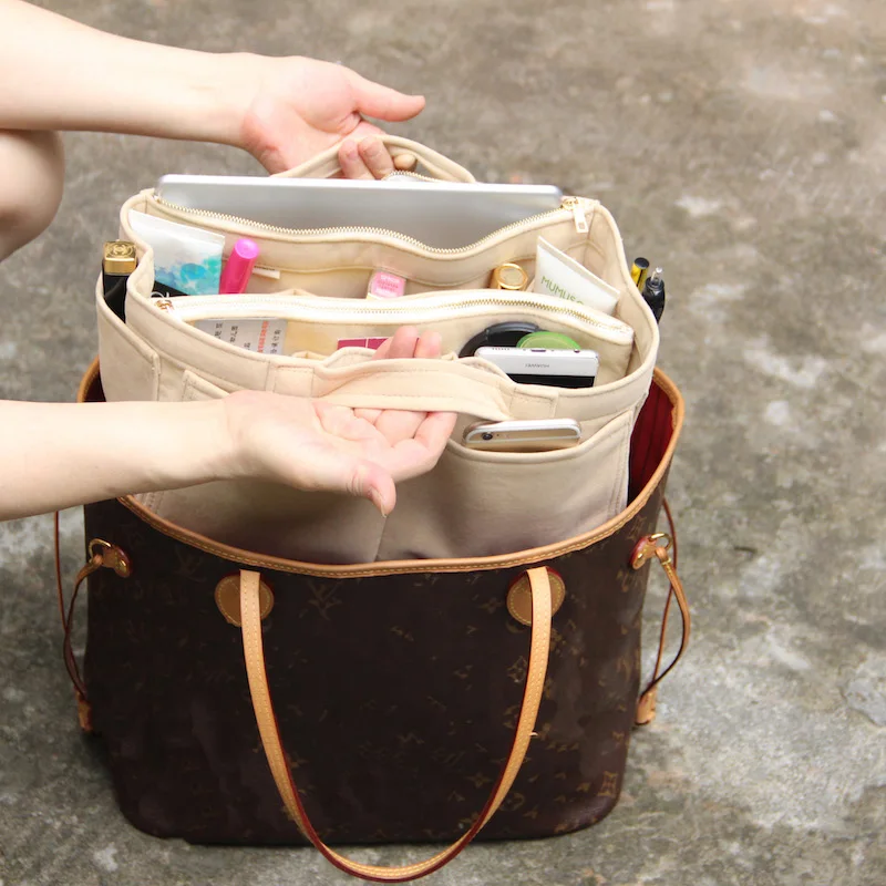 Настраиваемая Высококачественная бархатная сумка Organizer Tote кошелек вставка/косметический макияж пеленки вещи/мульти карман сумка в сумке organ