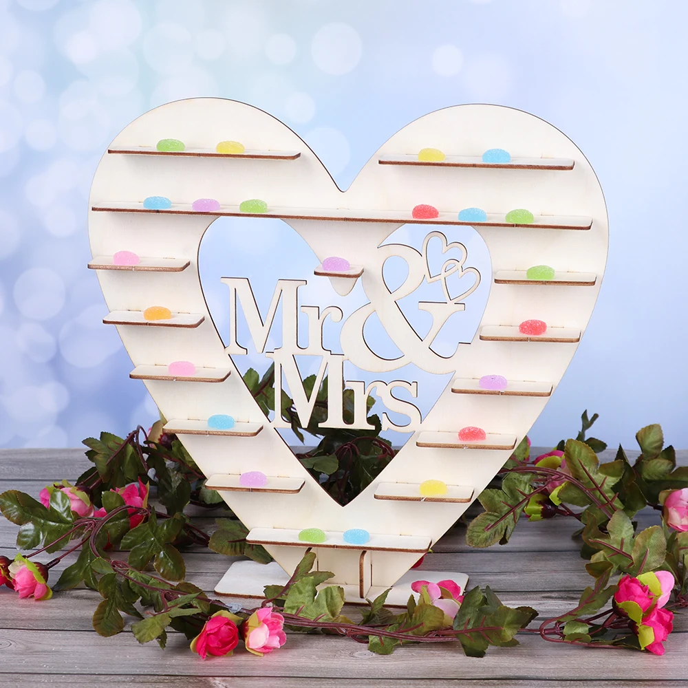 

Mr&Mrs Candy Bar Stand Wedding Table Decoration Centerpiece Wooden Heart Chocolate Stand Birthday Party Wedding Supplies
