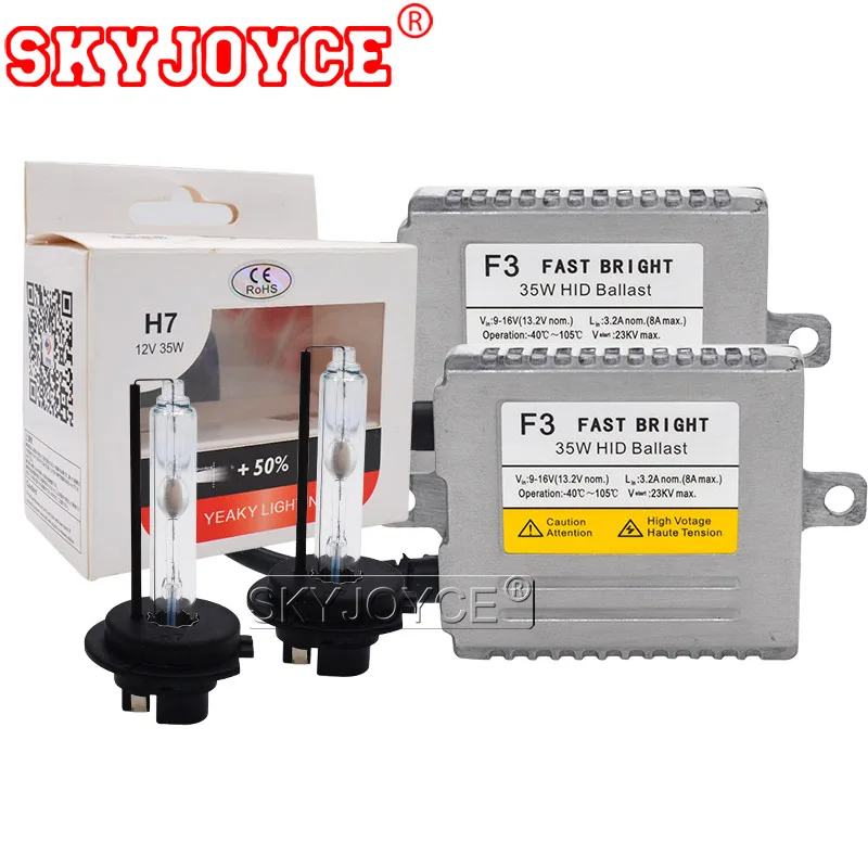 

SKYJOYCE Original 35W Yeaky HID Bulb DLT F3 Fast Bright Ballast Kit 4500K 5500K 6500K Xenon H1 H7 H11 HB3 HB4 D2H Yeaky HID Kit