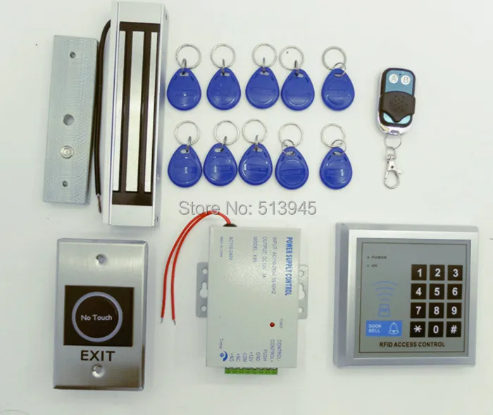 

ID Card Access Control System With EM Reader Full Kit + NO Touch Door Switch+300LBS Magnetic Door lock