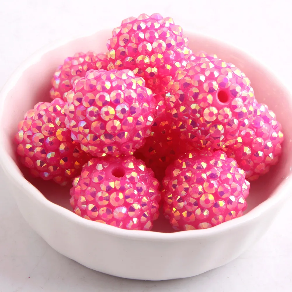 

Kwoi vita 100pcs A lot Hotpink Ab 20MM Jelly Resin Rhinstone Ball Beads for Chunky beads Jewelry Making