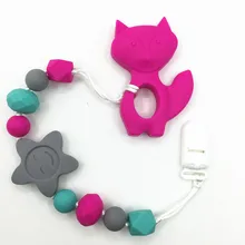 Лиса Силиконовый грызунок Прорезыватель Звезда бусины-детские свободные бусины/силиконовый кулон с лисичкой