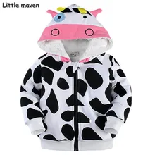 Little maven 2017 winter boys/girls lovely cow hoodies Cotton Warm napping zipper coat kids brand clothes DW004
