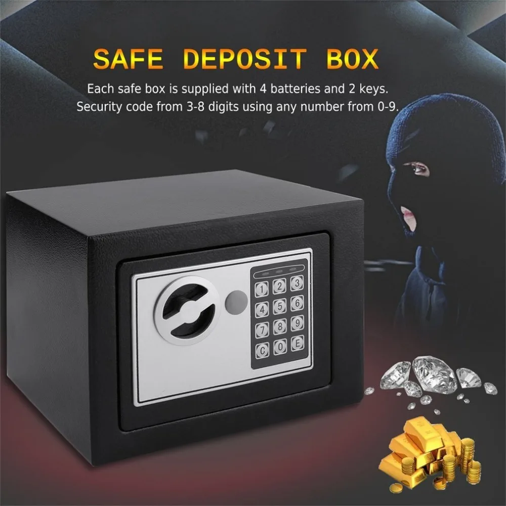 

Solid Steel Electronic Safe Box With Digital Keypad Lock 4.6L Mini Lockable Jewelry Storage Case Safe Money Cash Storage Box