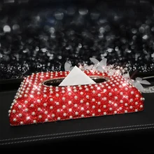 Горячая жемчужный дизайн встроенный роскошный Алмазный тканевый ящик авто Интерьер автомобильные аксессуары тканевая коробка интерьерные аксессуары