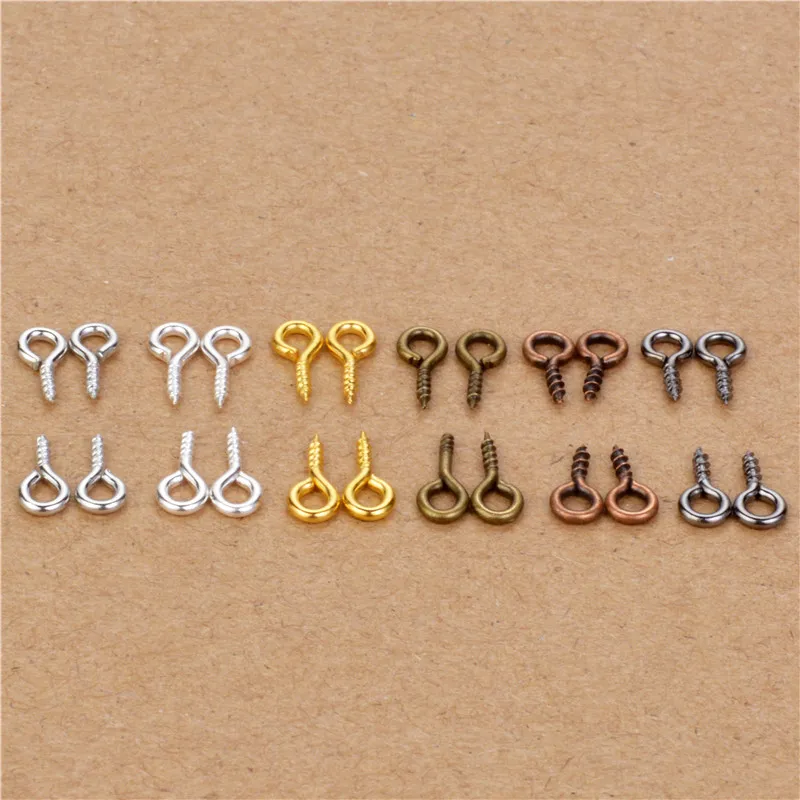 

200pcs 4x8mm/5x10mm Mini Eye Pins Hooks Eyelets Screw Threaded Metal Jewelry Pendant Clasps DIY Jewelry Making Accessories