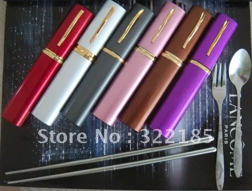 450set/lot Free shipping Mini Stainless Steel Tableware Chopsticks+Spoon+Fork set pen travel fork | Дом и сад