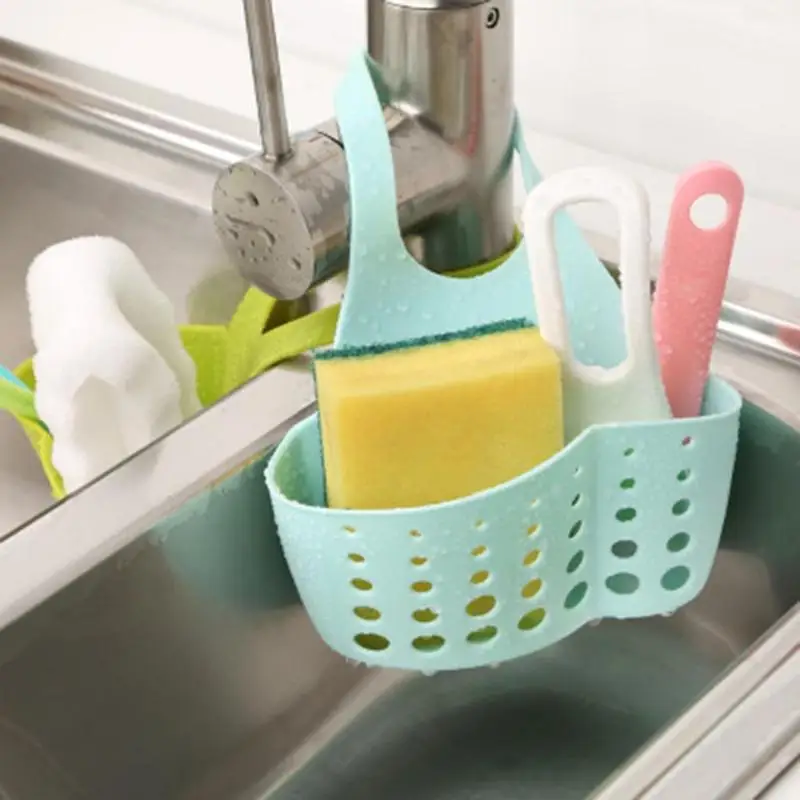 

Eco-feiendly Kitchen Sink Sponge Storage Hanging Basket Adjustable Snap Button Type Drain Rack Faucet Storage Baskets