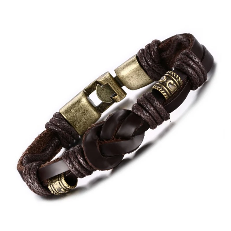 Vintage Leather Bracelet Charm Bracelets Men Jewelry Party Gift Bronze