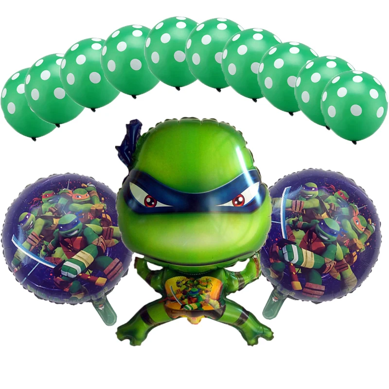 

13pcs/set Cartoon Teenage Mutant Ninja Turtle Foil Balloon Birthday Party Decoration Green Latex 18inch Teenage Mutant Ninja Set