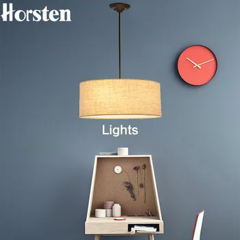 

Horsten Simple Modern Round Fabric Pendant Lamp For Dining Room Lamparas Colgantes Nordic Bedroom Black White Hanging Lights