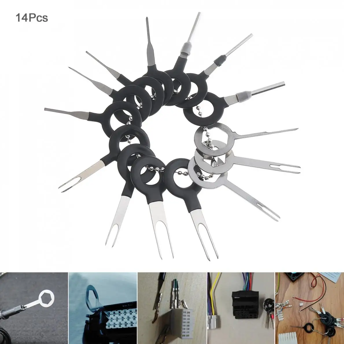 

14PCS Universal Stainless Steel +PVC Car Harness Wiring Crimp Connector Plug Terminal Removal Tool Kit Accessories